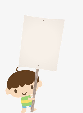 可爱卡通人物举牌矢量