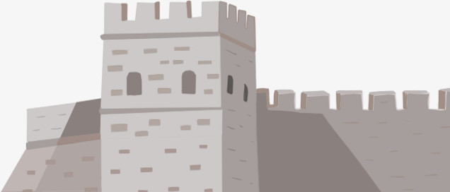 本作品全称为《灰色卡通手绘坚固的城墙创意元素》,在整个配色上使用