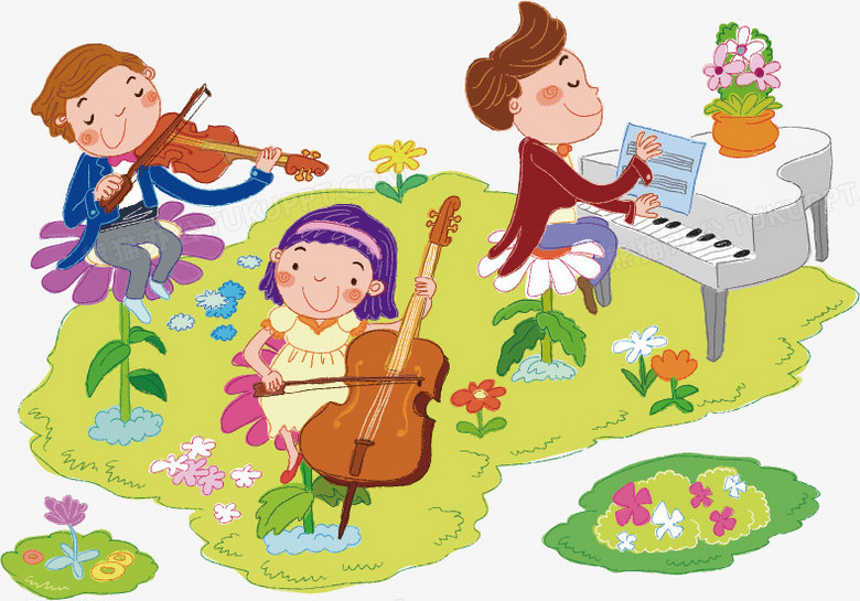 本作品全称为《卡通风花园里举行的交响乐音乐会元素》,使用adobe