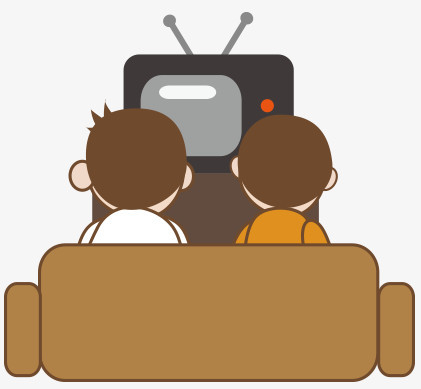 本作品全称为《棕色卡通风儿童看电视创意元素》,使在整个配色上使用