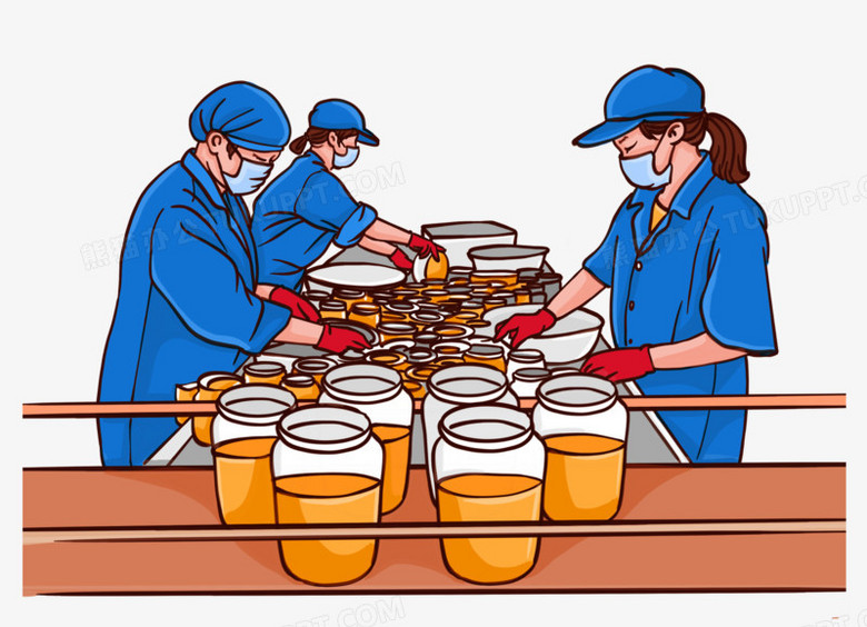 本作品全称为《卡通手绘工厂工人制作过程元素》,使用 adobe