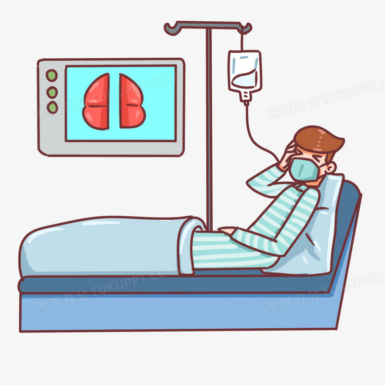 卡通手绘结核病人住院治疗场景素材