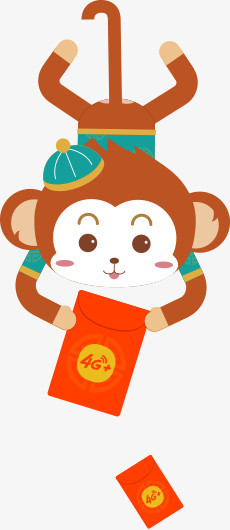倒立的卡通猴子红包