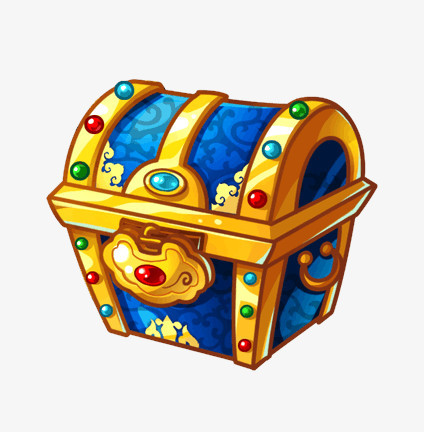 设计了游戏装备镶宝石的藏宝箱,整体呈现卡通风