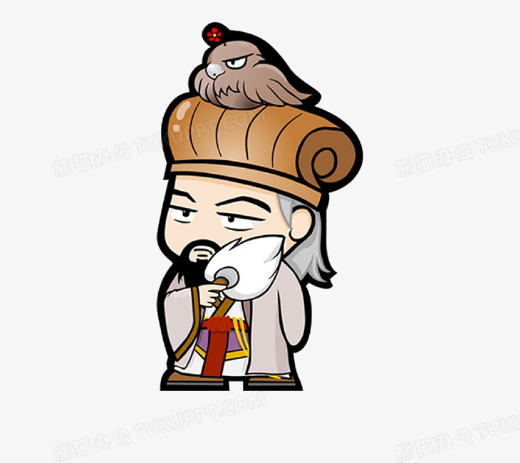 在整个配色上使用多种色彩作为基础色调,设计了古代军师,卡通风效果