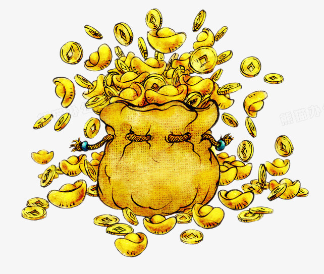 手绘金元财宝