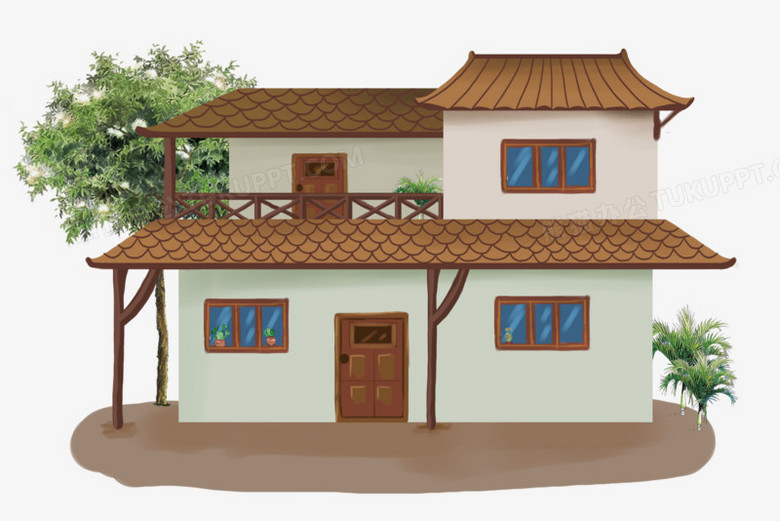 手绘卡通民宿建筑房屋房子免抠元素