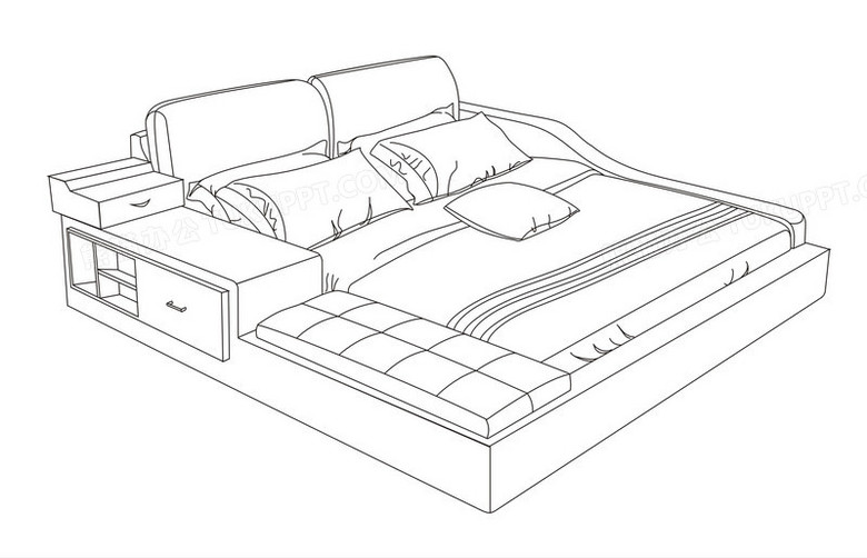 简笔画双人床图片