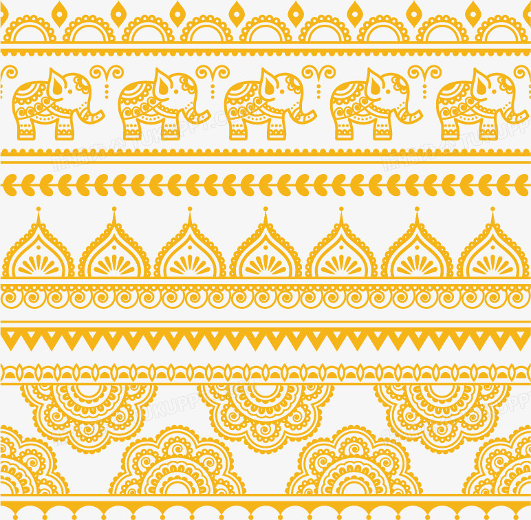 复古泰式大象花纹矢量素材