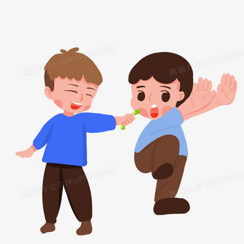 卡通手绘小男孩恶作剧吓人免抠素材