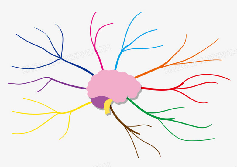 彩色放射线状大脑思维分析导图png图片素材下载