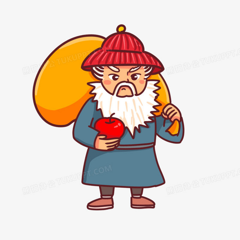 卡通手绘中国圣诞老人鳌拜表情素材