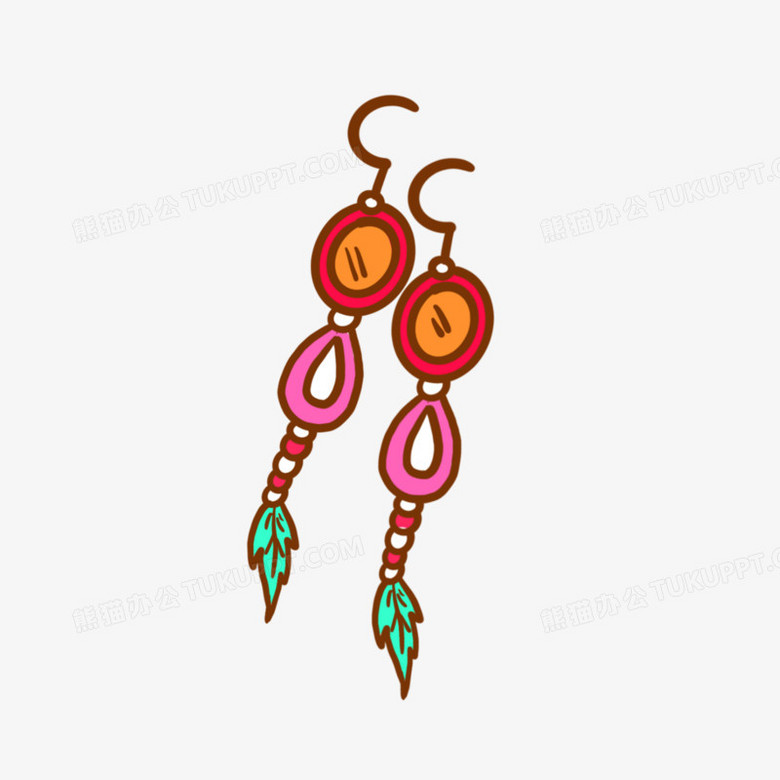 手绘卡通耳环素材免抠素材