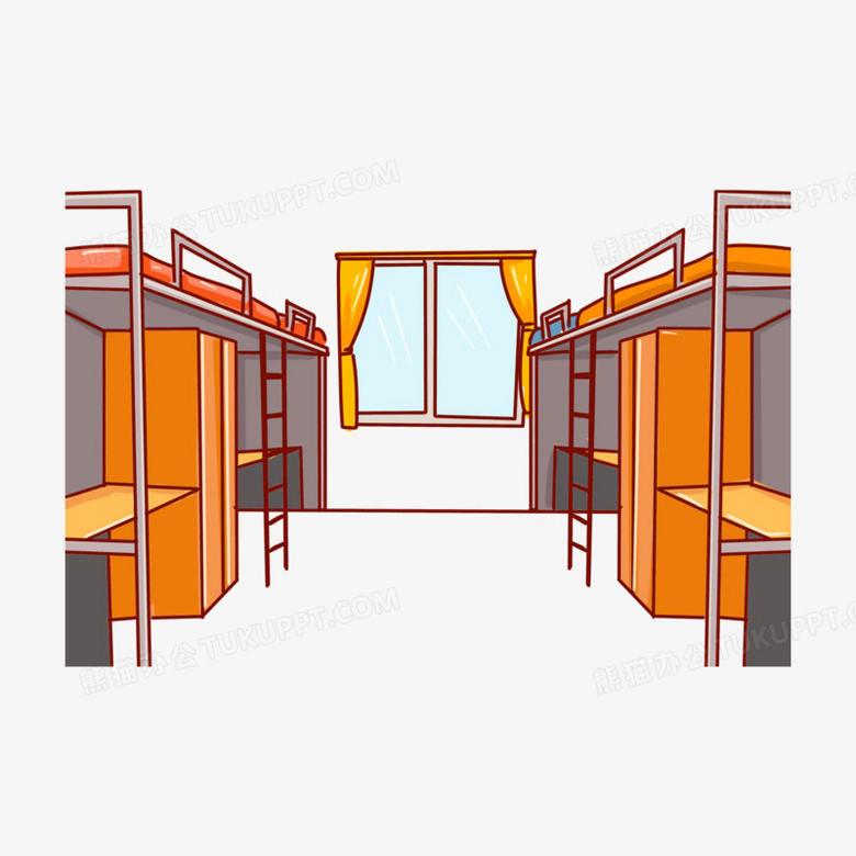 在整个配色上使用多种色彩作为基础色调,设计了大学宿舍场景,整体呈现