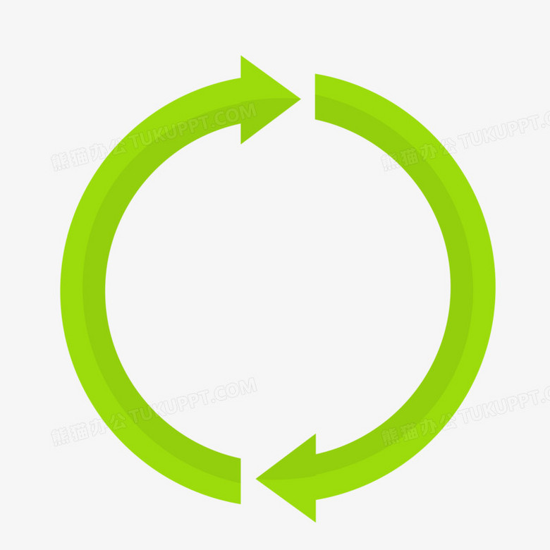 绿色圆形环闭箭头图标元素