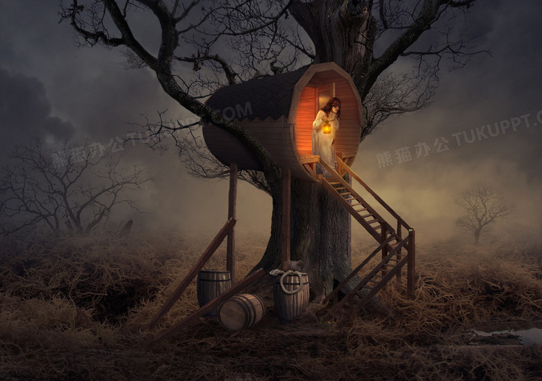 环境渲染树屋人物造型