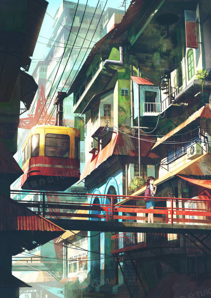 日本动漫电线杆建筑风格