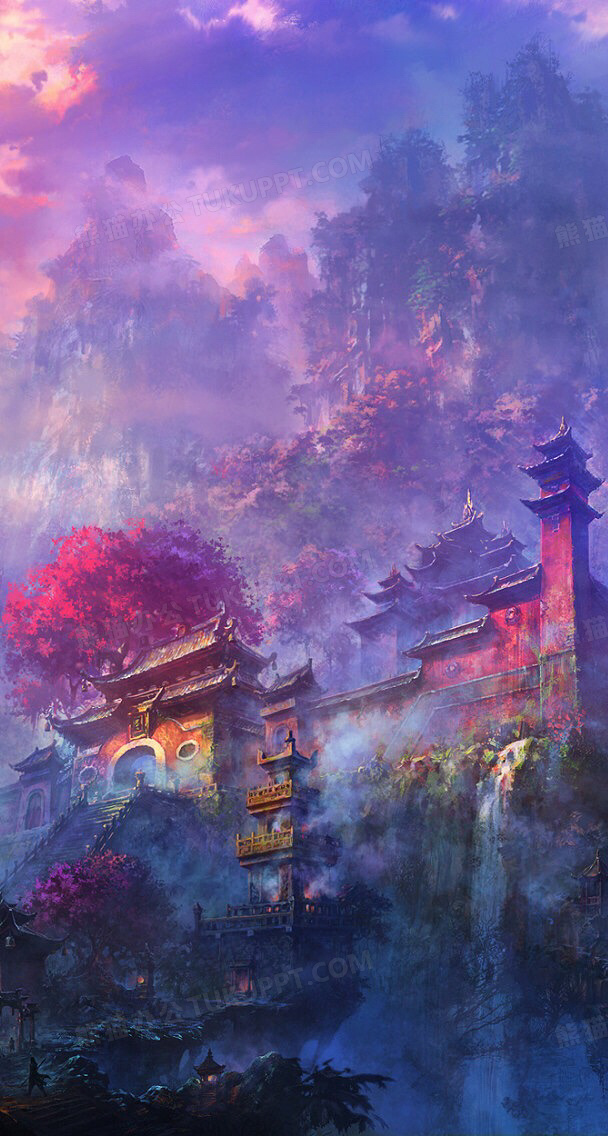 手绘紫色梦幻般的色彩