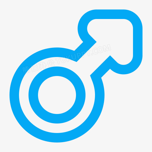 本作品全称为《蓝色简约风粗体男性箭头图标创意元素》,在整个配色上