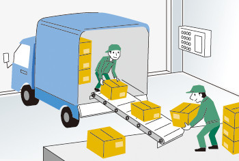 本作品全称为《蓝色卡通风正在搬运下车的快递创意元素》,使用adobe