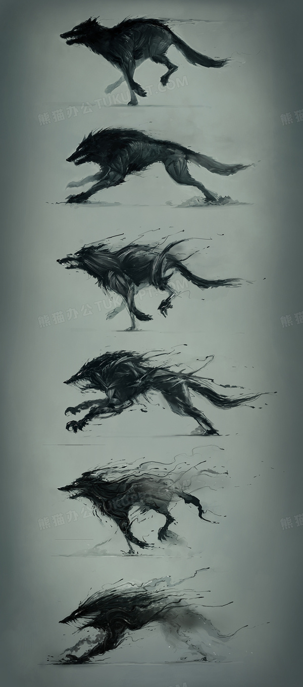狼奔跑动作图片