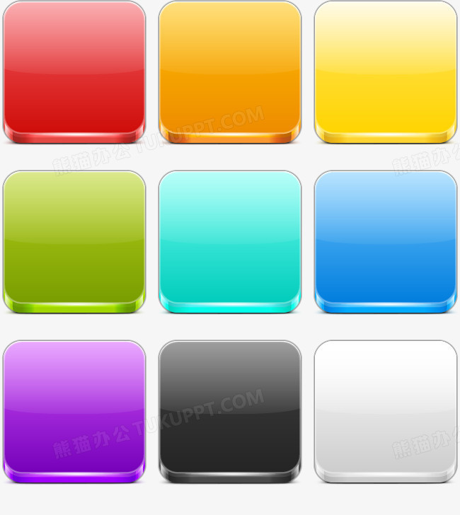 设计了一些不同颜色的水晶按钮,卡通效果的展现形式更好的突出水晶