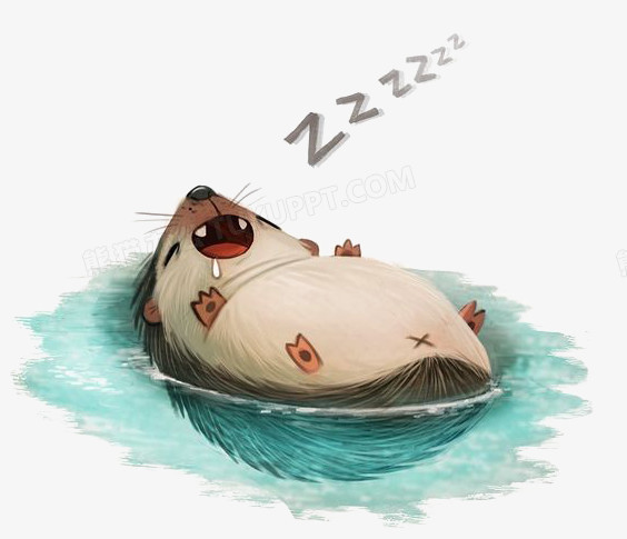 设计了一只在水中睡觉的刺猬,卡通效果的展现形式更好的突出刺猬的