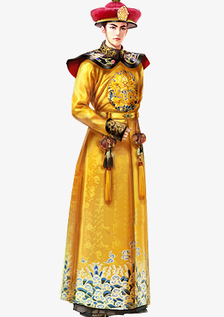 本作品全称为《黄色中国风高大帅气的皇帝创意元素》,在整个配色上