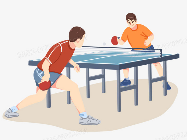 画两个人打乒乓球图片
