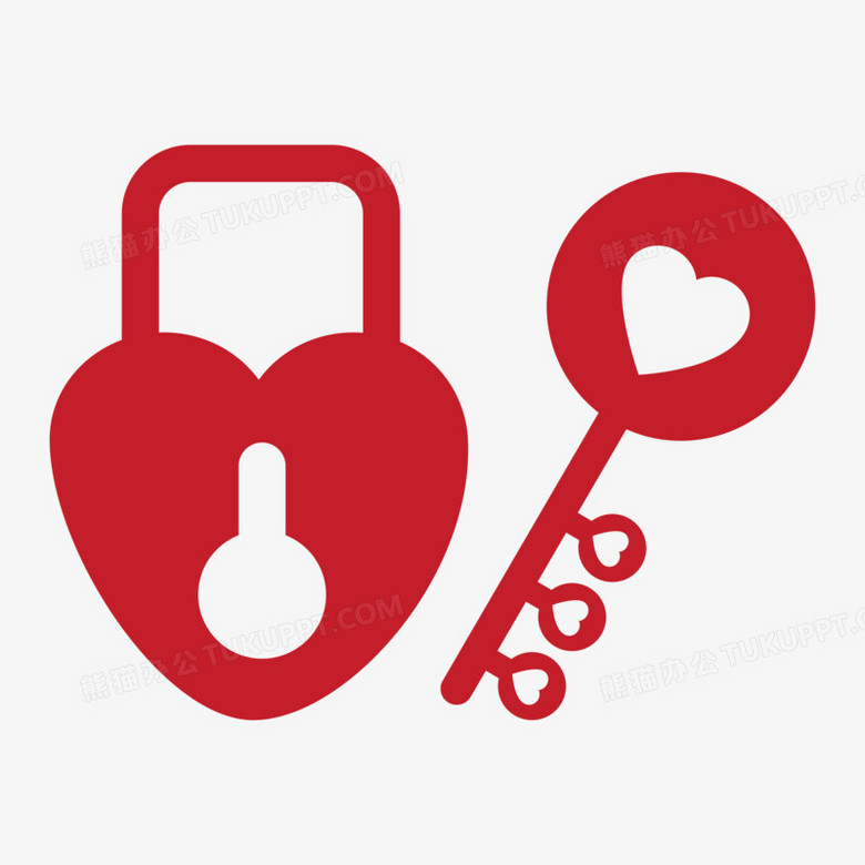 红色爱情锁钥匙免抠装饰元素