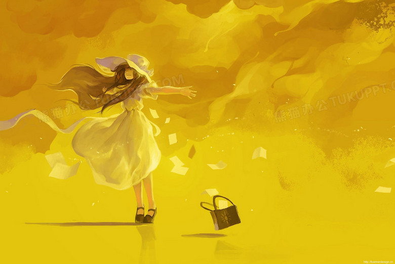 黄色柔弱的小女孩