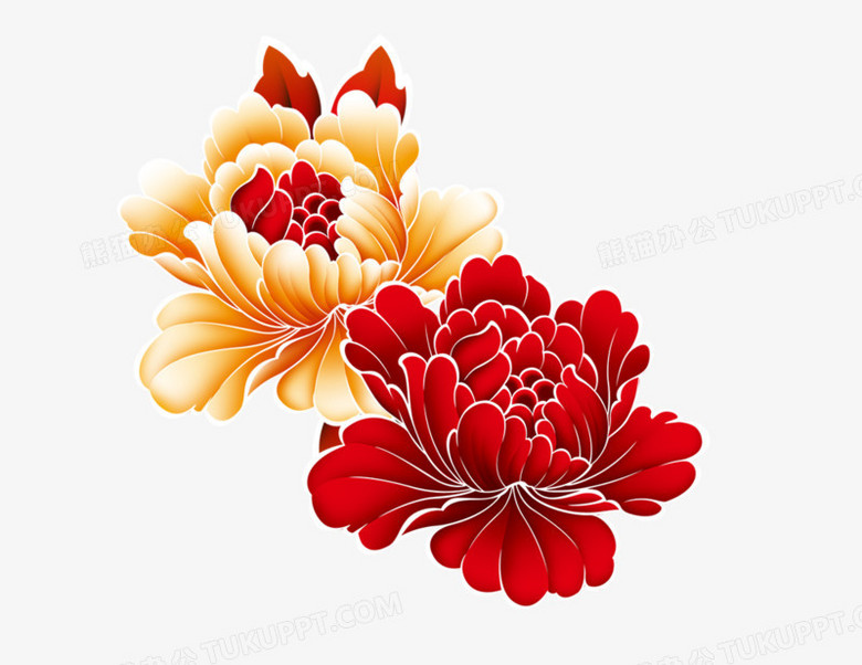 牡丹花手绘红牡丹黄牡丹png图片素材下载 牡丹花png 熊猫办公 牡丹花手绘红牡丹黄牡丹png图片素材下载 牡丹花png 熊猫办公