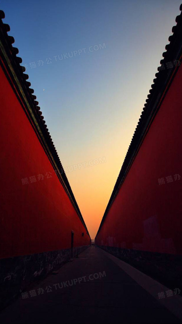 红色中国风宫墙海报背景