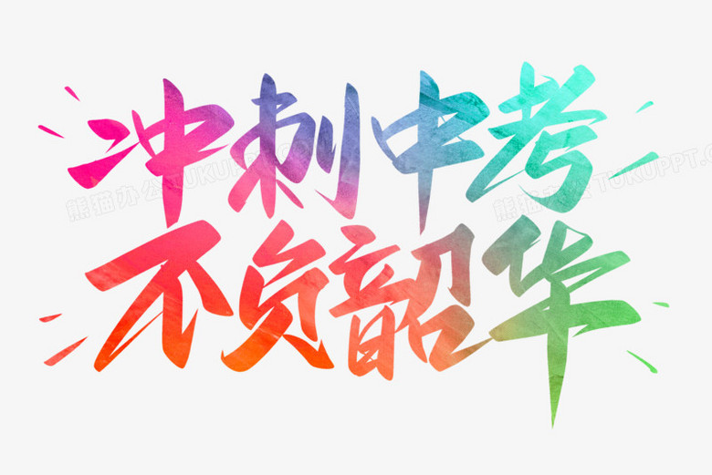 冲刺中考不负韶华艺术字
