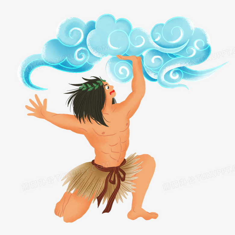 卡通手绘盘古开天地元素