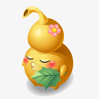 本作品全称为《金色卡通风可爱眯着眼睛的葫芦创意元素》,使用 adobe