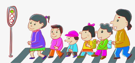本作品全称为《卡通手绘小朋友排队过马路创意元素》,在整个配色上