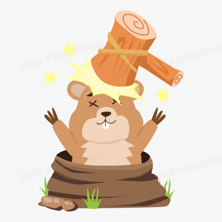 卡通手绘打地鼠免抠元素
