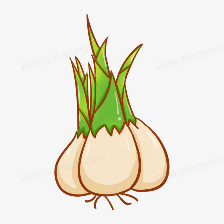 卡通手绘大蒜苗元素