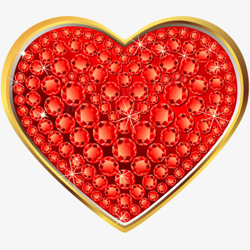 手绘红色爱心钻石