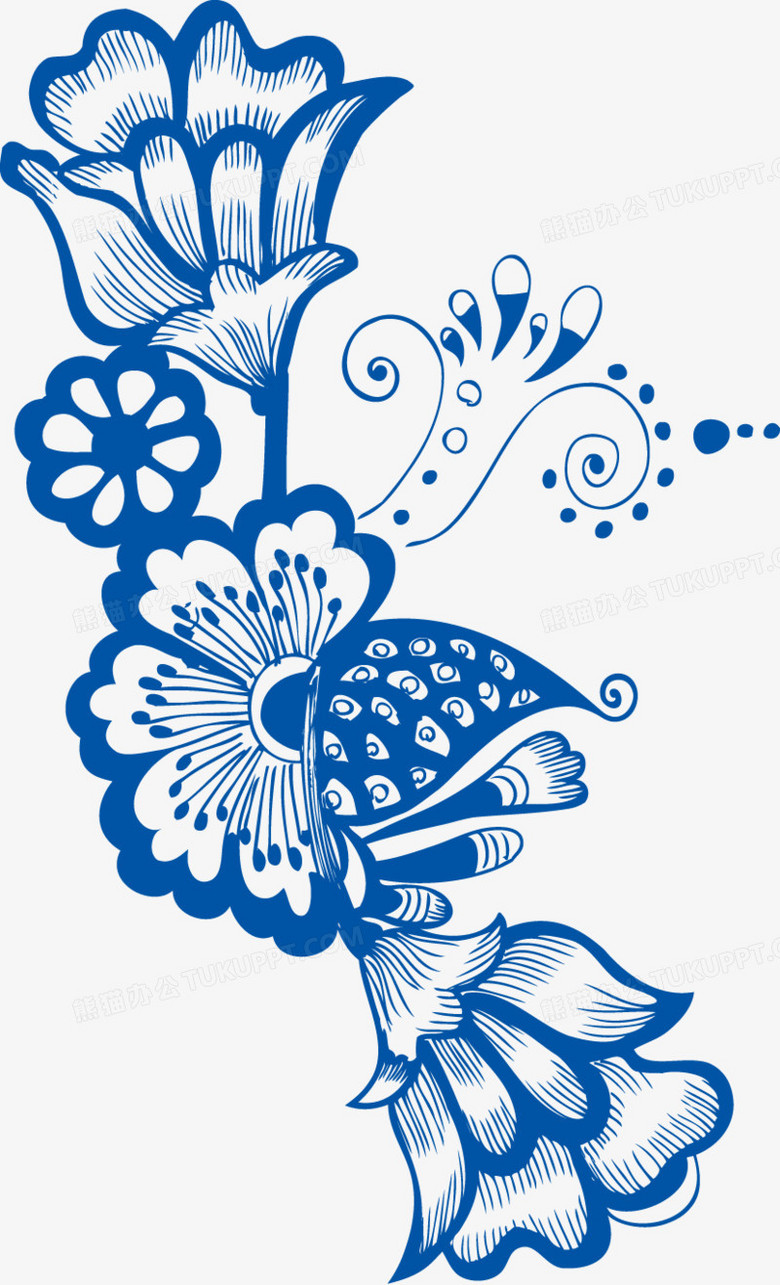 青花瓷花纹简单 手绘图片