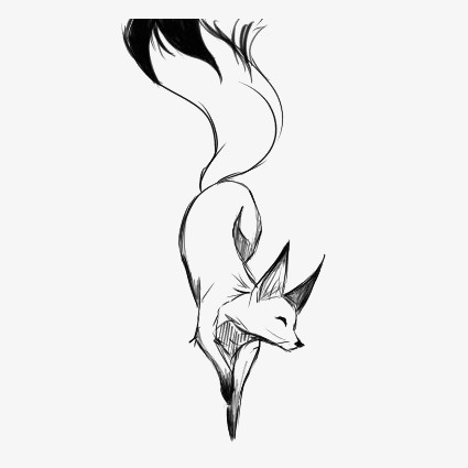 手绘狐媚的狐狸创意元素》,使在整个配色上使用黑色作为基础色调,设计