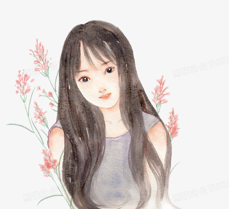 小清新少女手繪插畫