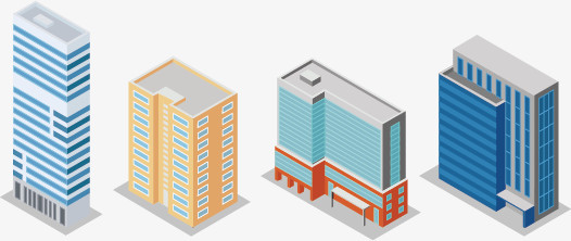建築高樓城鎮都市地產立體房屋模型矢量