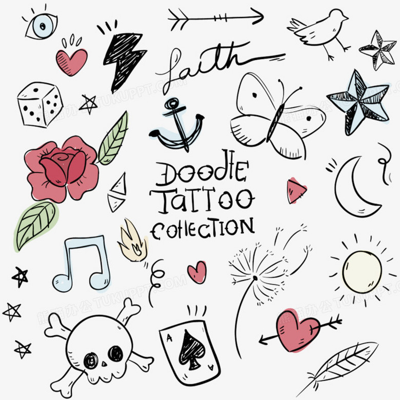 涂鸦 纹身 装饰图案 卡通手绘