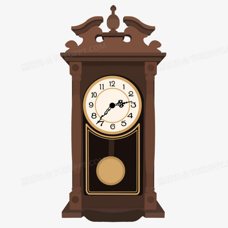 卡通手绘老式怀旧物件挂钟免抠元素