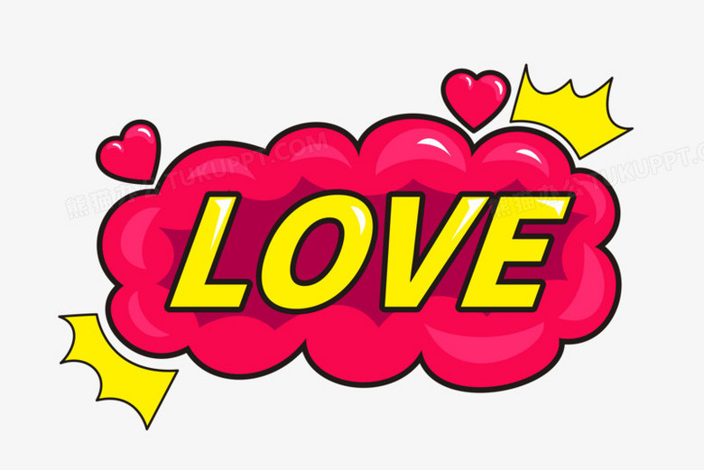 love卡通气泡花字贴纸字体设计
