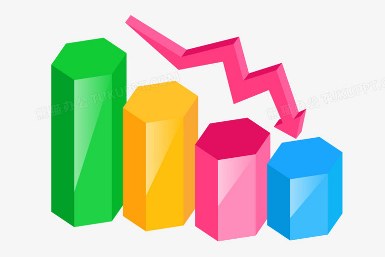 微立体下跌下降趋势图标元素