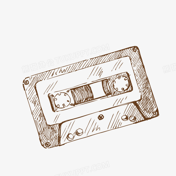 音乐线条磁带手绘复古