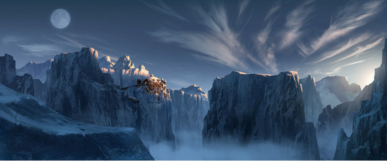 动漫世界山崖海报背景